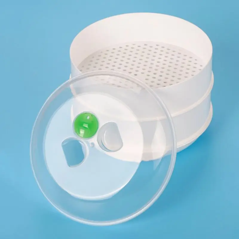 

European Double-layer Plastic Steamer Microwave Oven Steamer Round Plastic Microwave Oven With Lid Kitchen Cooking Tools A0NC