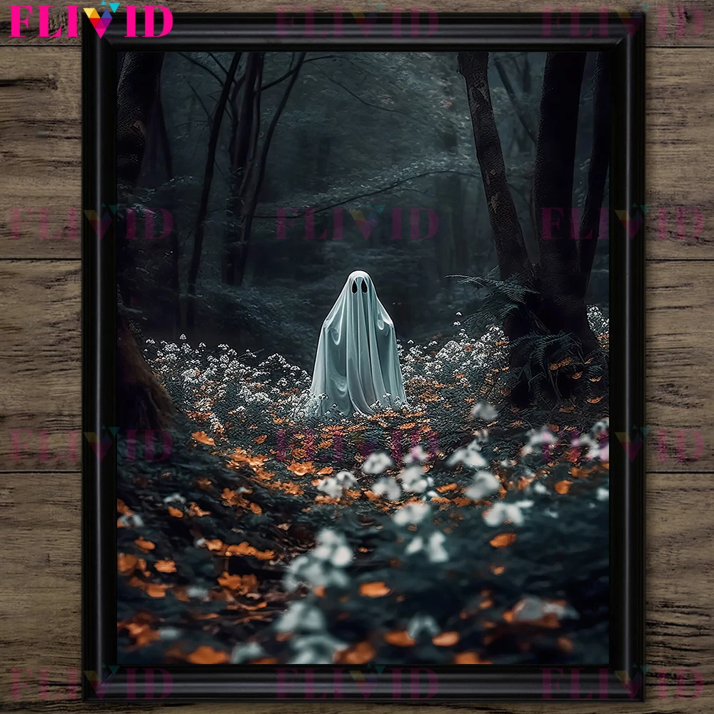 

Винтажный постер с призраками и цветами