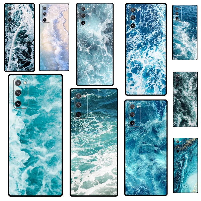 Фото Чехол для телефона Blue Sea Ocean Waves для Samsung Galaxy S24 S25 Ultra S9 S10 S20 FE S21 S22 S23 Ultra Plus, задняя крышка №1