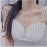 trendy pearl acrylic flower ball necklace for women pull adjust tassel luxury girl fashion charms pendant choker jewelry gifts