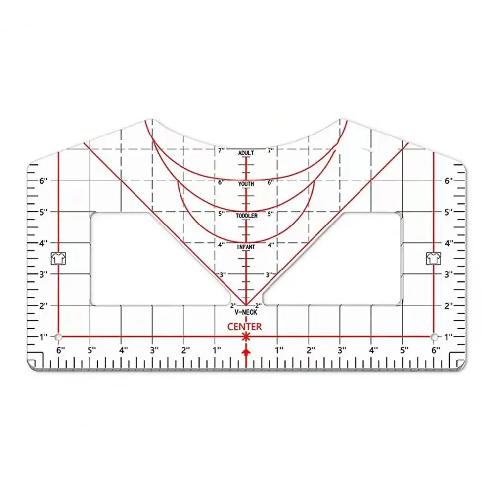 

New T-shirt Ruler For Alignment To Center Designs Tool Round Neck Calibration Tool Easily Make Sewing Design Drawing Template