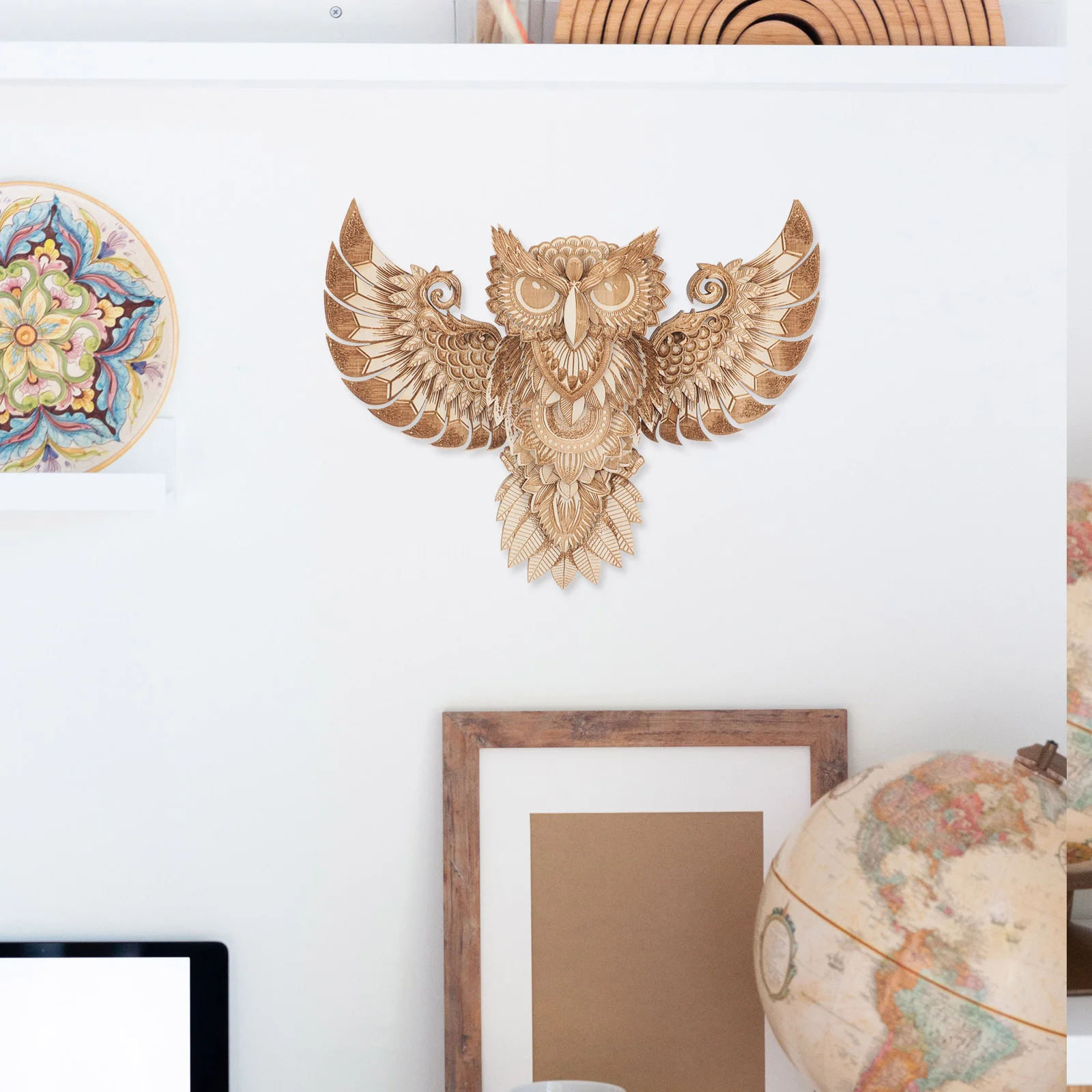 

Wooden Owl Decorations Party Home Ornament Hanging Shape Puzzle Cutting Jigsaw Puzzles