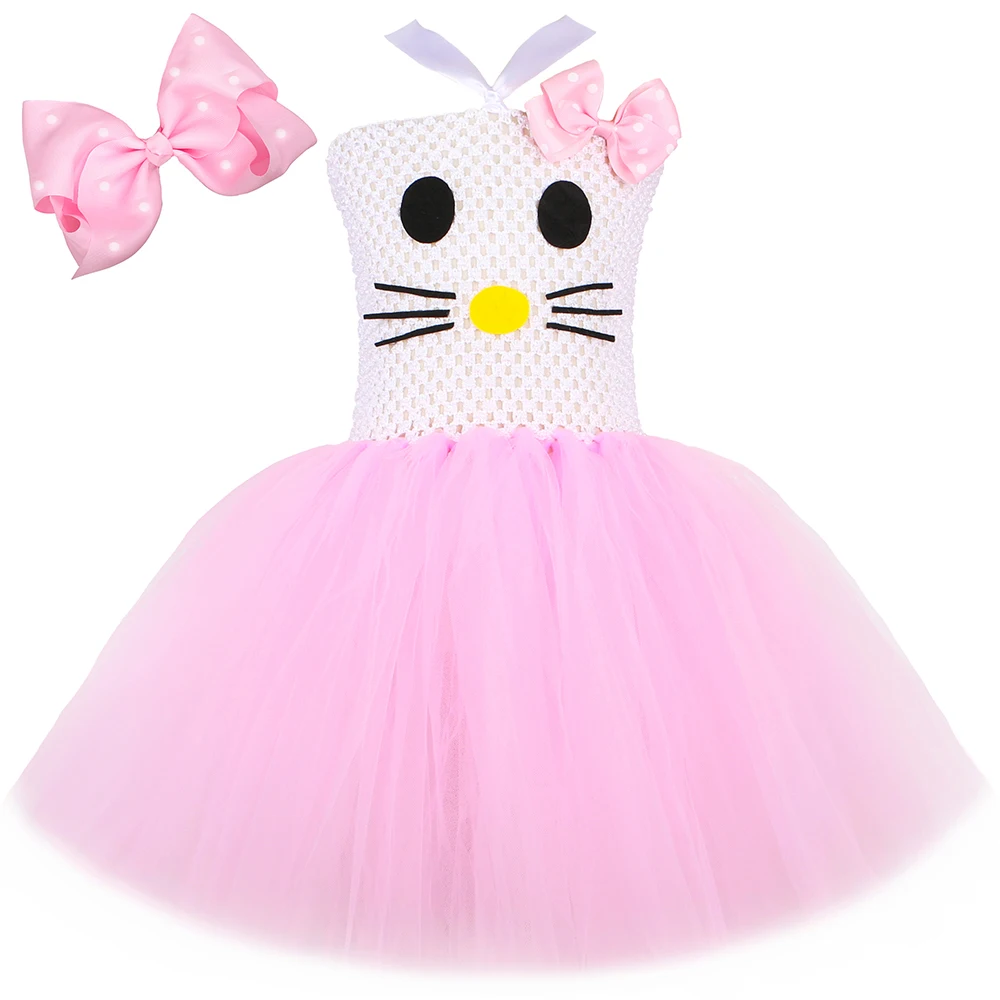 

Pink Kitty Tutu Dress for Girls Birthday Party Princess Dresses Cartoon Cat Cosplay Halloween Costume for Kids Clothes Vestidos