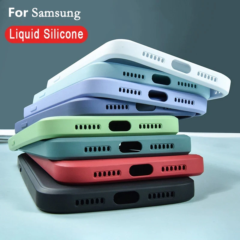 

2022 Original Square Liquid Silicone Phone Case For Samsung Galaxy S22 S21 S20 Ultra Plus FE A72 A71 A52 A51 A32 A31 4G 5G Cover