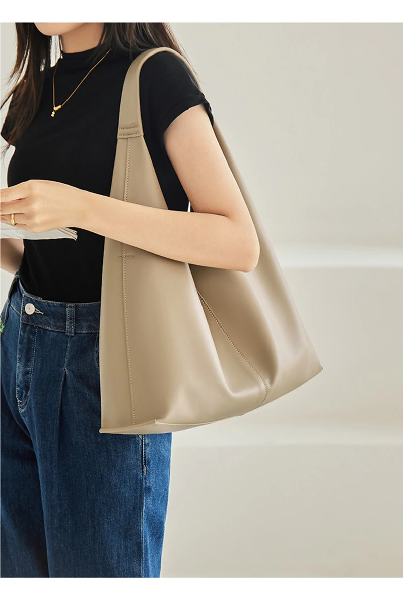 Женская Повседневная Сумка Хобо из натуральной кожи мягкий двухслойный саквояж