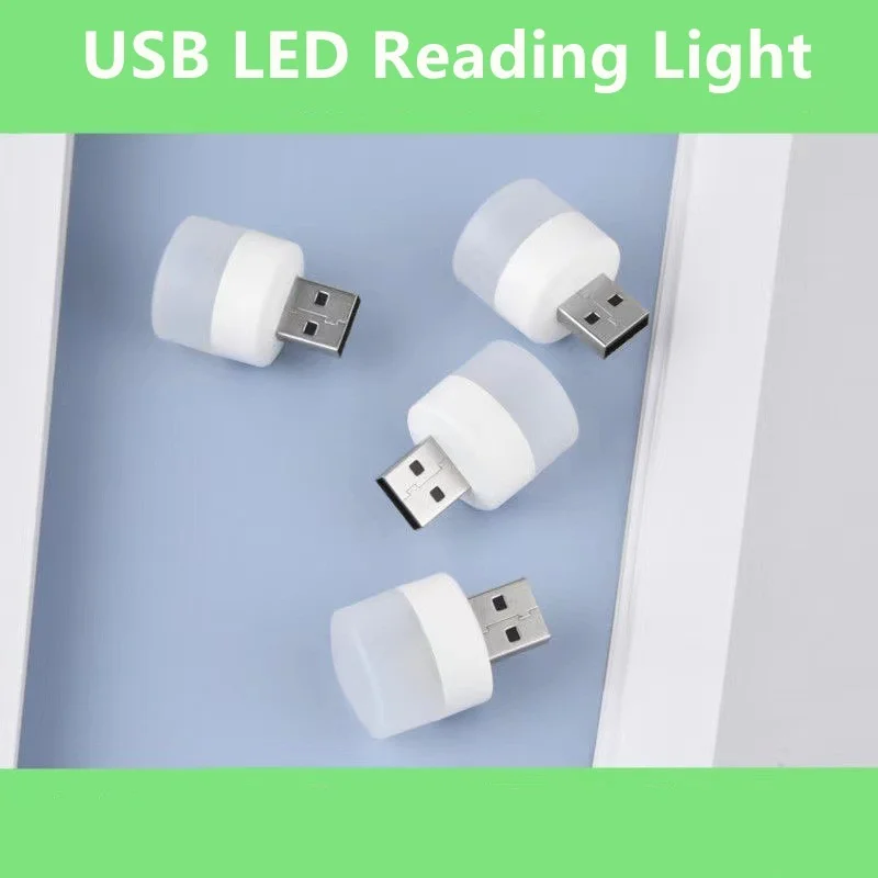 

4pc USB Plug Lamp Computer Mobile Power Charging USB Small Book Lamps LED Eye Protection Reading Light Round Light Night Light