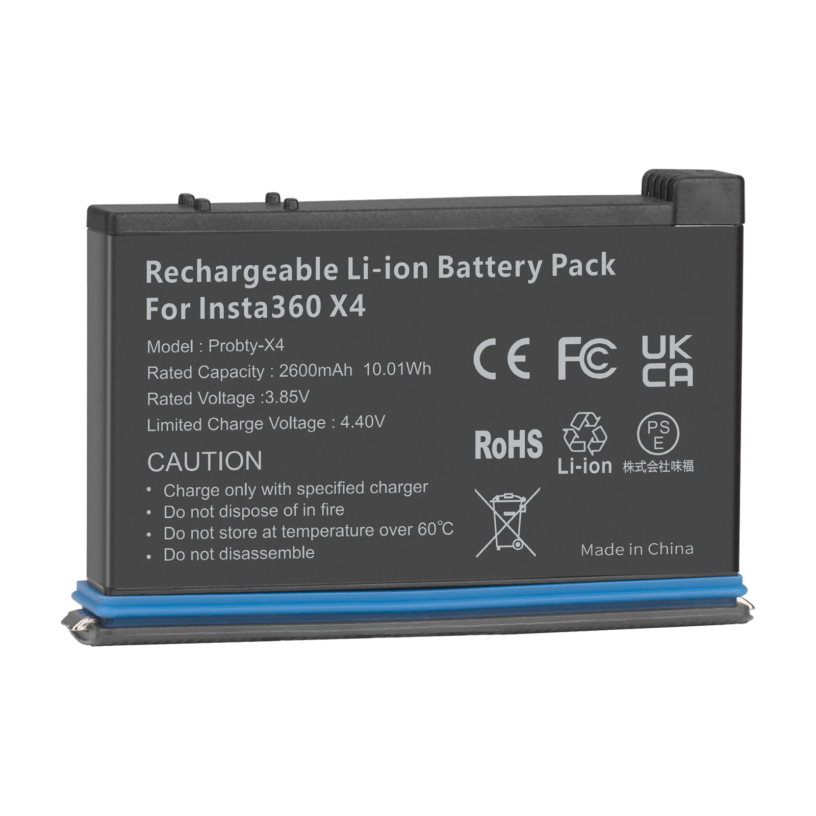 Перезаряжаемый литий-ионный аккумулятор для Insta360 X4 2600 мАч и зарядное устройство