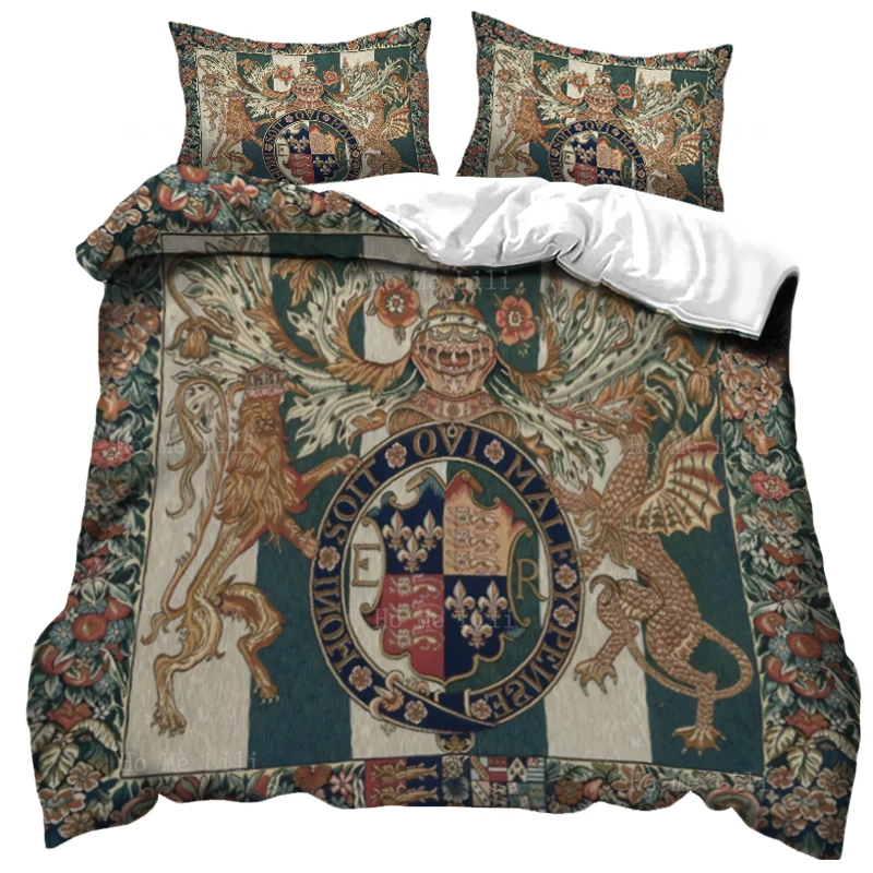 Medieval Mystical Art Works Hunt Of Unicorn The Royal Coat Of Arms Of England Duvet Cover Set By Ho Me Lili Bedding Decoration