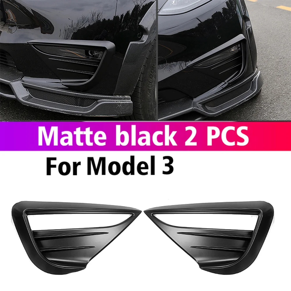 

For Tesla Model Y 2021-2022 Car Front Fog Lamp Cover Spoiler Decoration Sticker Matte Black