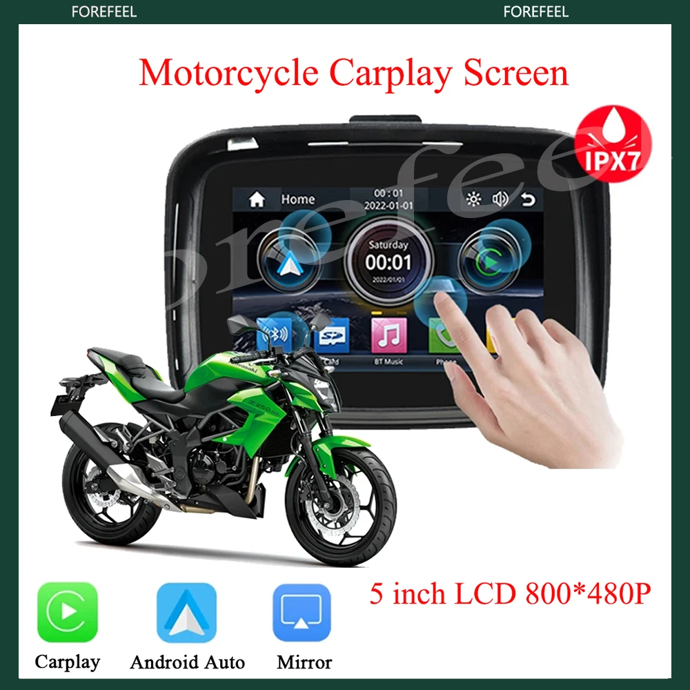 

Wireless Apple Carplay Portable 5 inch Motorcycle Navigation e Waterproof Display Android Auto GPS Screen IPX7 Motorcycl