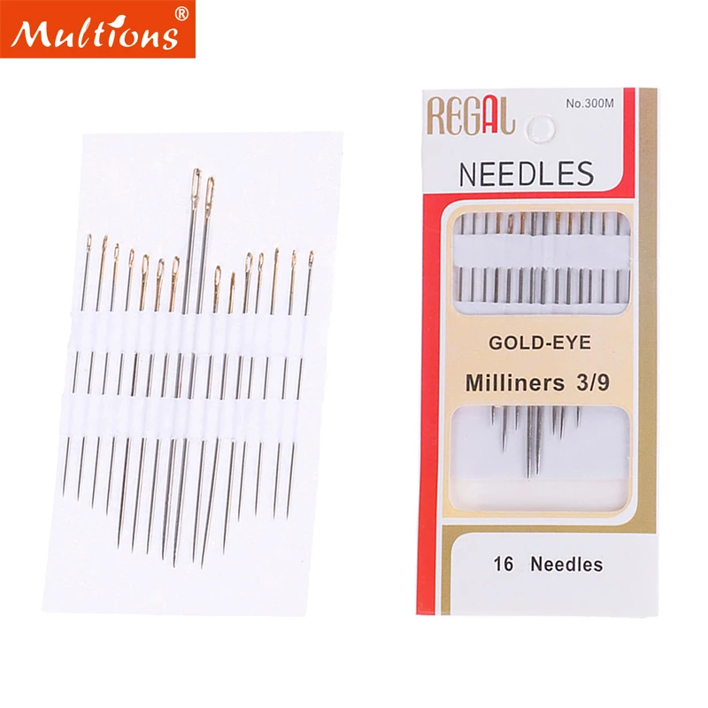 

16Pcs Gold Eye Stitching Needles 3 Sizes Hand Sewing Needles DIY Crafts Needle for Leather Repair Embroidery Sewing Accessories