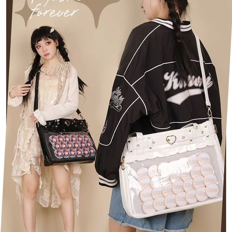 

New Pain Bag [Freya] Subcultural Punk Gothic Spicy Girl Transparent Versatile Daily One Shoulder Crossbody