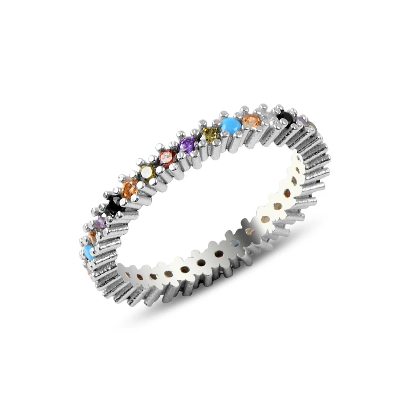 

Silver 925 Sterling Mixed Zircon Cubic Zirconia Single Row Tamtur Ring