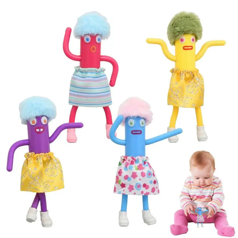 

Мультяшные экшн-фигурки, 4 шт., танцующие сосиски, мужские персонажи, коллекционные Мультяшные игрушки, рождественские детские милые игрушк...