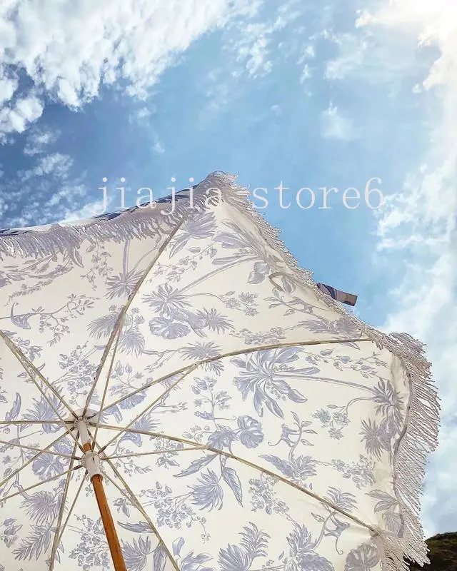 Пляжные зонты с кисточками и деревянными зонтиками 8 футов