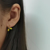 2022 leaf drop glaze earrings for women gold plated cute korean fashion stud earrings jewelry kids girls baby