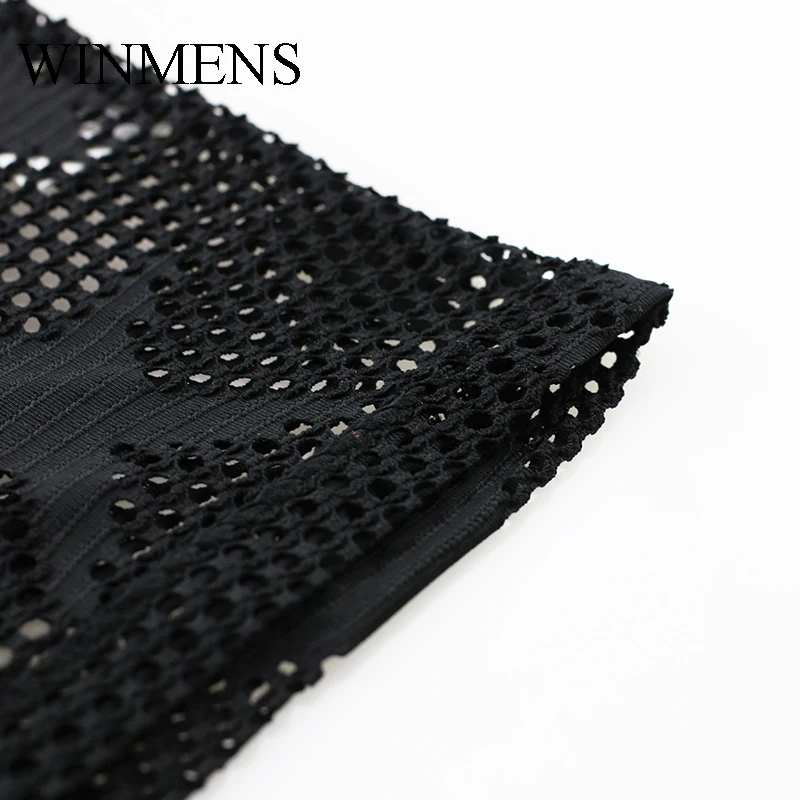 Summer Thin Star Mesh Men's Tank Tops Solid Fishnet Sleeveless Youth See Through Vest Cut-outs Breathable Male Sexy Singlet
