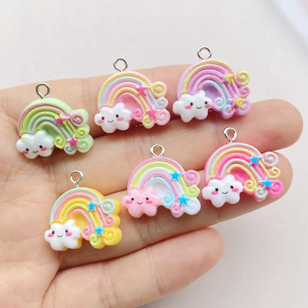 12 шт. подвески из смолы с рисунком облака радуги аксессуары для декора сделай сам