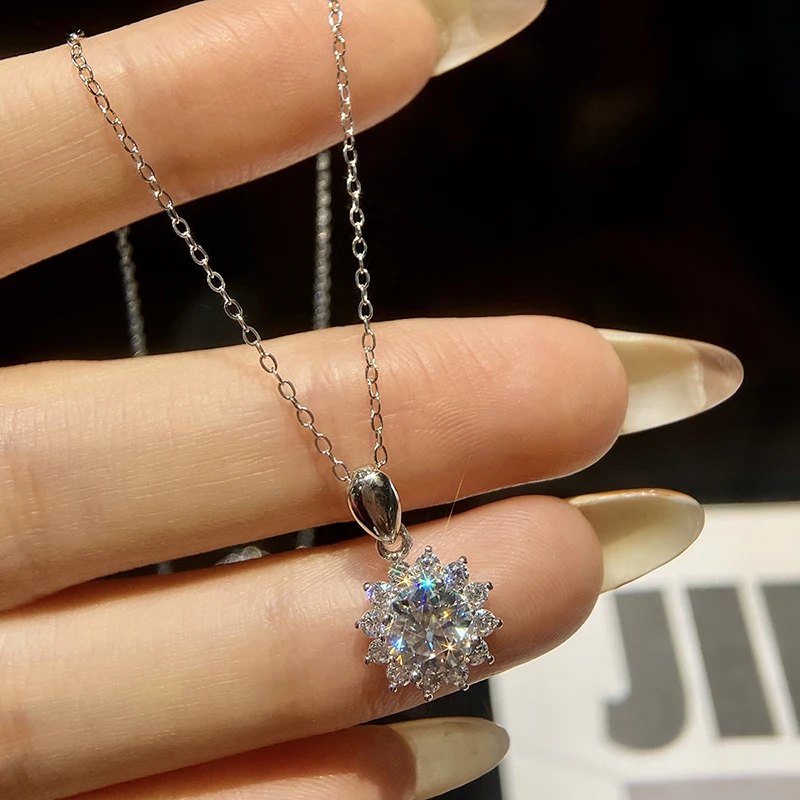 Женское колье с подвеской в виде подсолнуха из серебра 925 пробы