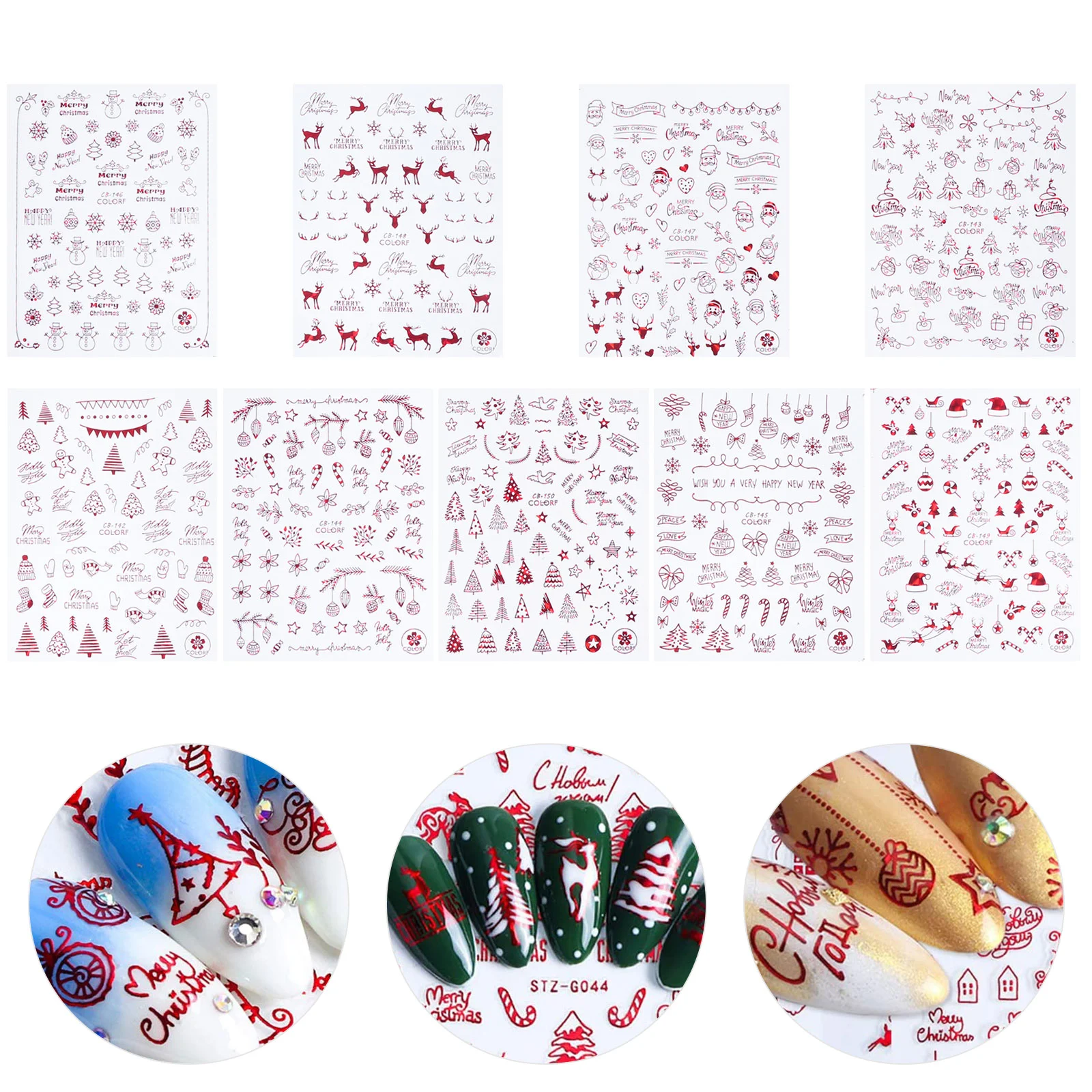 

Sheets Practical Delicate Manicure Decoration Christmas Nail Stickers for