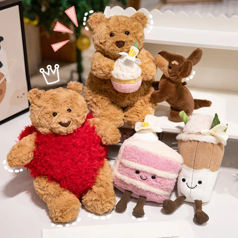 Kawaii Cake Bear With Love Heart Свитер Плюшевые игрушки Мягкие День святого Валентина Медведи