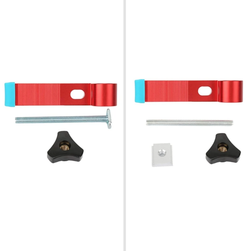 

T-Type Wood Clamp Aluminium Alloy T-Type Wood Clamp Red Slide Slot Track Stopper Woodworking Positioning Limiter