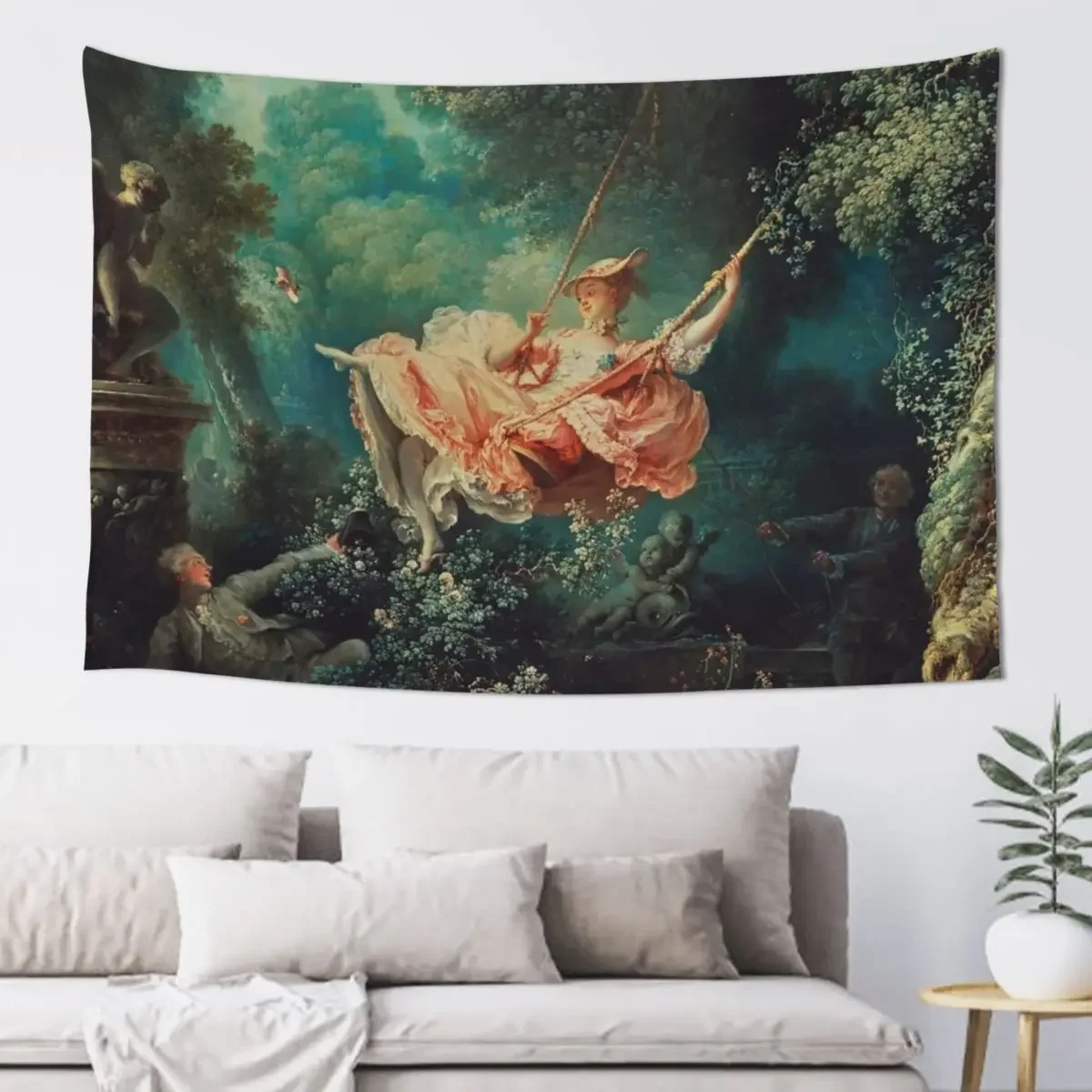 Картина на качелях - гобелен Jean-Honoré Fragonard украшения для комнаты эстетический