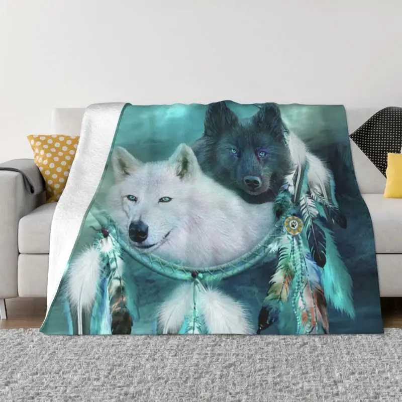 

Gray Wolf Howling Blankets Warm Flannel North America Canine Throw Blanket for Bedroom Office Bedspreads Memory