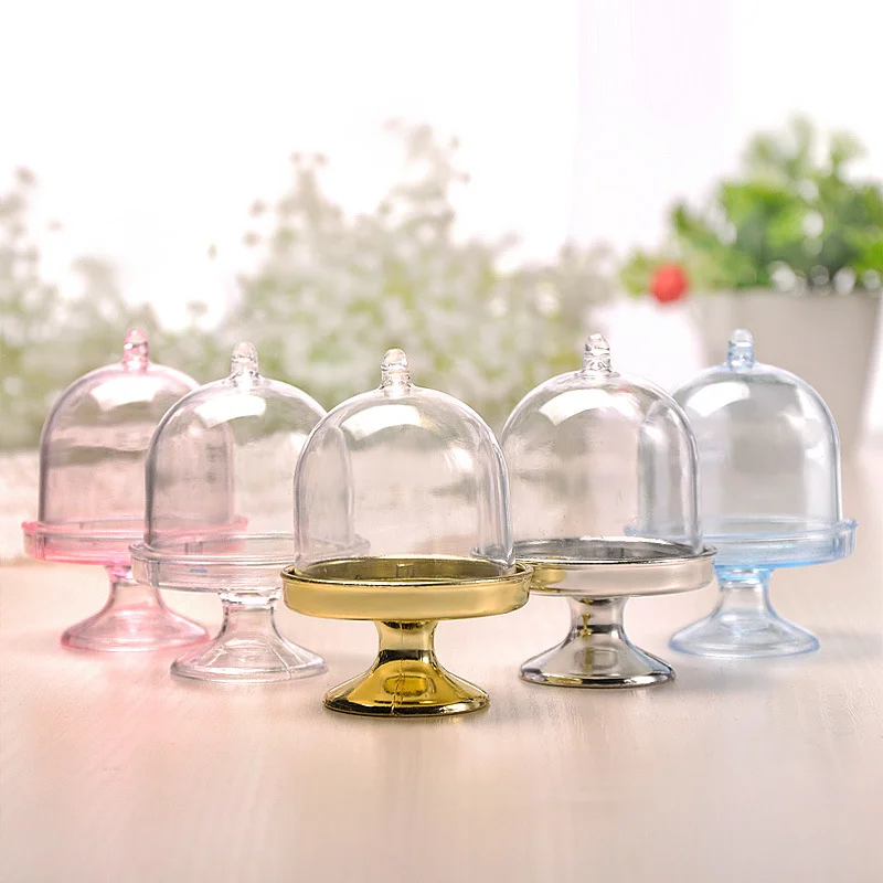 

Clear Mini Candy Dessert Holder Cupcake Display Stand Tray Wedding Plastic Gift Box For Guest Birthday Party Decor Baby Shower