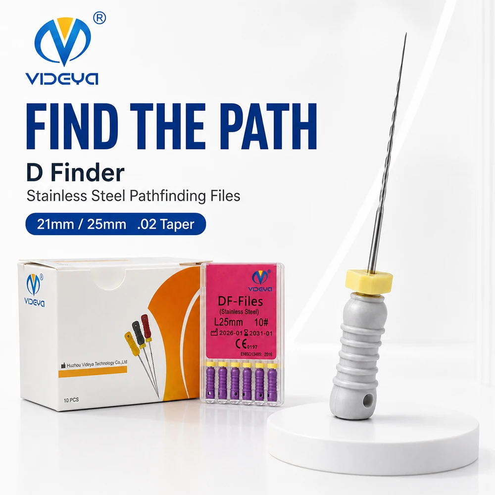Фото Эндодонтический файл DF D-Finder из нержавеющей стали для поиска и обнаружения кальцифицированных/изогнутых корневых каналов, ISO # 08 # 10 # 12 # 15 21/25 мм №1