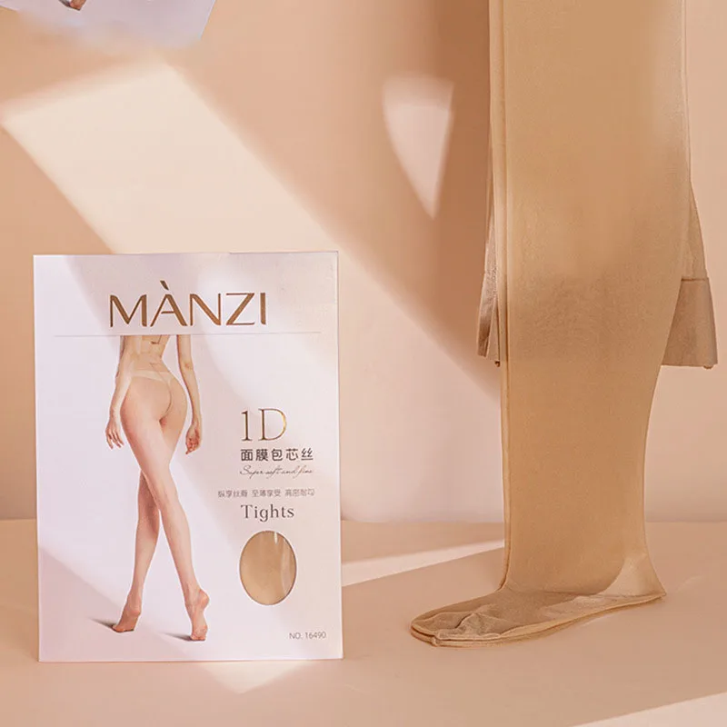 Фото Ультратонкие невидимые колготки Manzi, порошковая пряжа, сексуальные прозрачные черные колготки, 16490, 1D №2