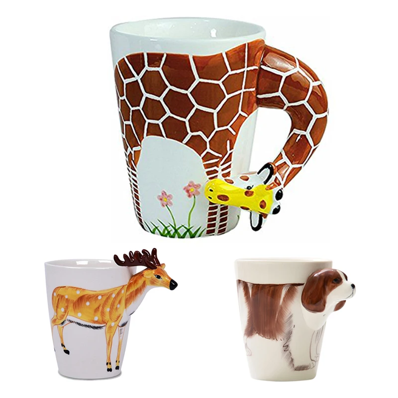 

Новинка креативный подарок керамическая кофейная молочная чайная кружка 3D животная форма ручная роспись чашка с животными