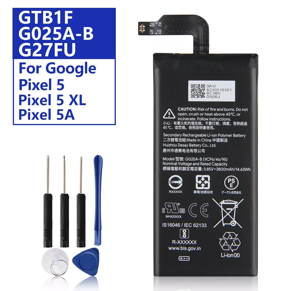 

2023NEW Original Replacement Battery For Google Pixel5 XL Pixel5XL G025A-B Google Pixel5 Pixel 5 5A GTB1F G27FU Genuine Phone Ba