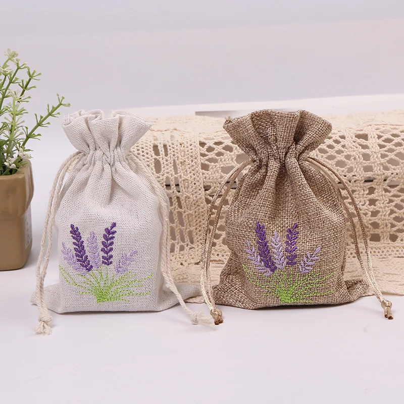 

10/30Pcs 10X14cm Embroidered Printing Lavender Imitation Sacks Wedding Party Small Gift Packaging Bag Home Decor Ornament