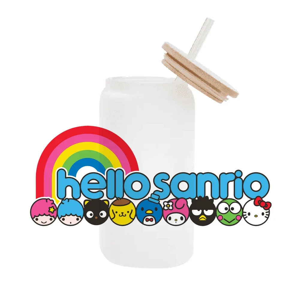 Sanrio мультфильм для Libbey 16oz Can Glass 3D водонепроницаемый UV DTF кофе банка обернуть