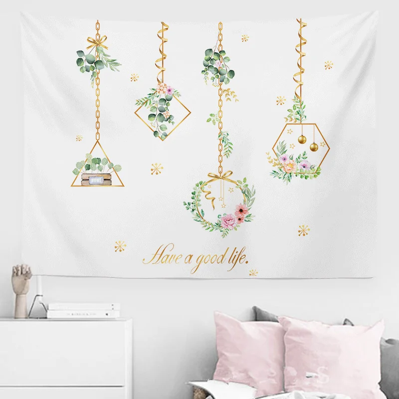 

Креативный настенный гобелен ручной работы на фоне зеленого искусства растений скандинавский прикроватный гобелен современный гобелен ...