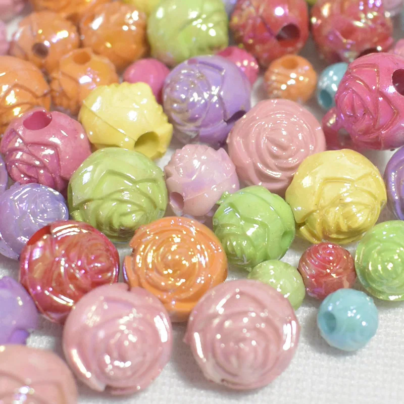 

DIY6-10mm100/200/300pcs Round beads in the shape of colorful flowers, hand-held bracelets to make trinkets accessories