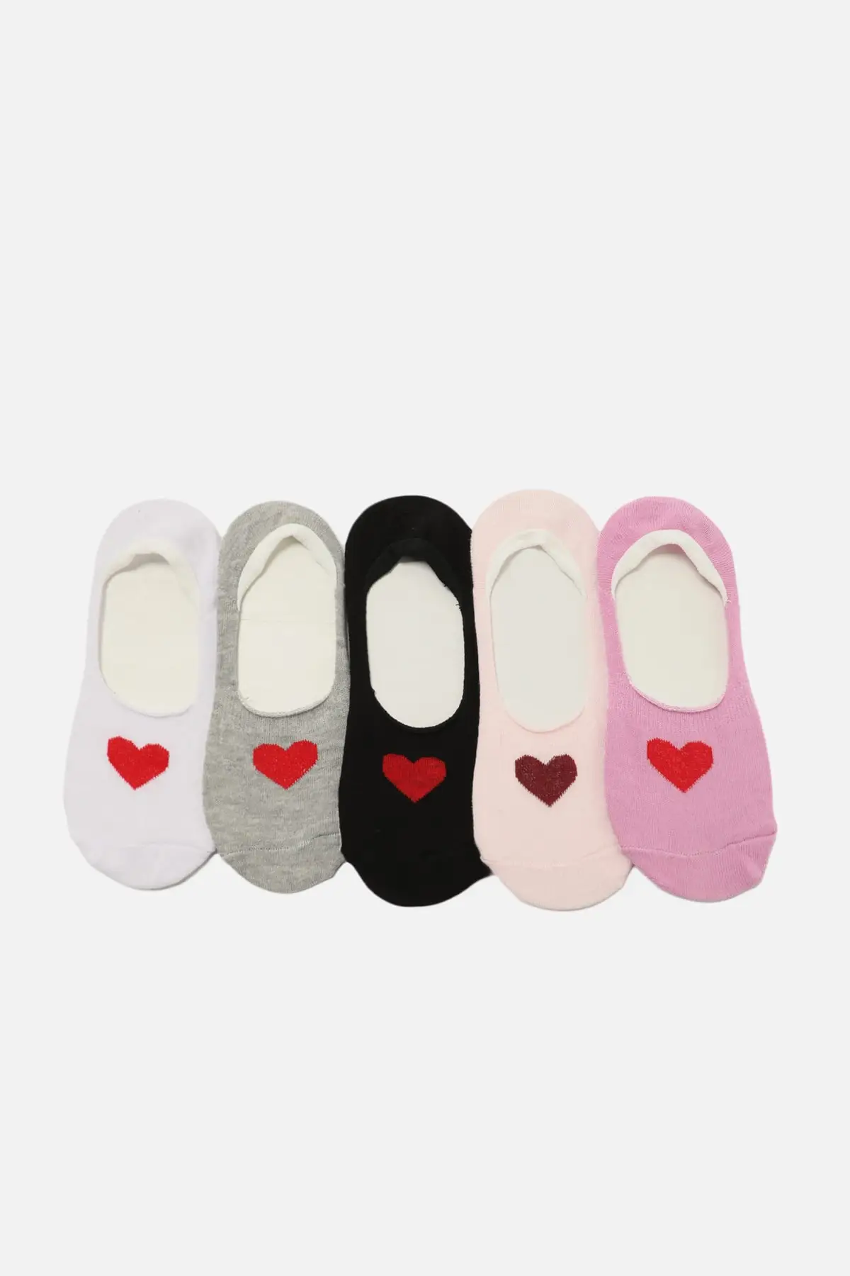 

5'li Package Heart Embroidered Knitted Socks