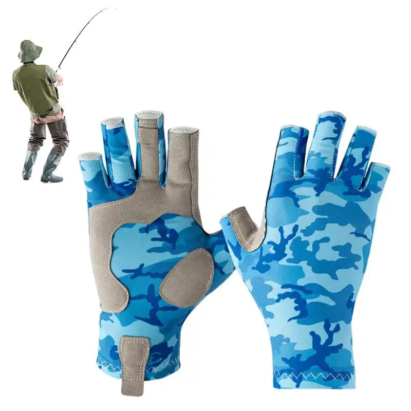 

Fishing Gloves Fingerless Gloves UV Protection Breathable Sun Gloves With Camouflage Pattern For Outdoor Kayaking Rowing