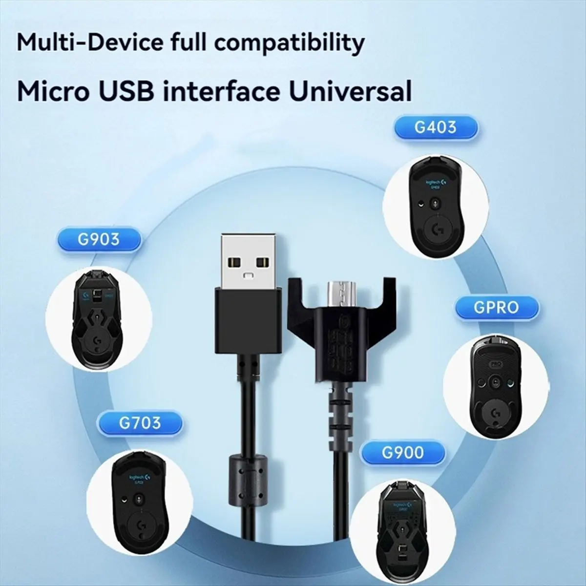 Фото Запасной USB-кабель для зарядки и передачи данных SCLS для игровых мышей GPRO/GPW/G900 G403 G703 №4