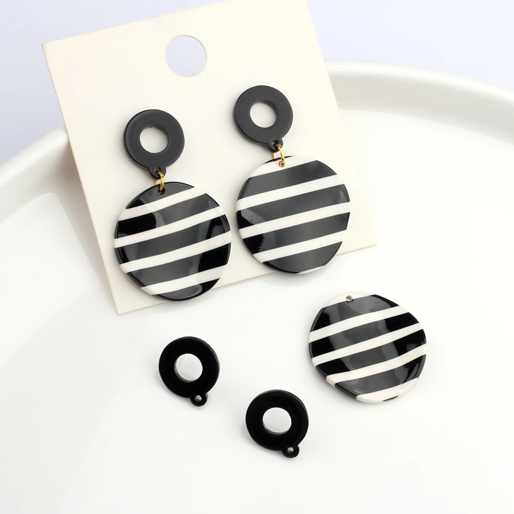 

Подвески из уксусной кислоты, круглые черные полоски, подвески, 6 шт./лот для «сделай сам», модные серьги, аксессуары для изготовления ювелир...