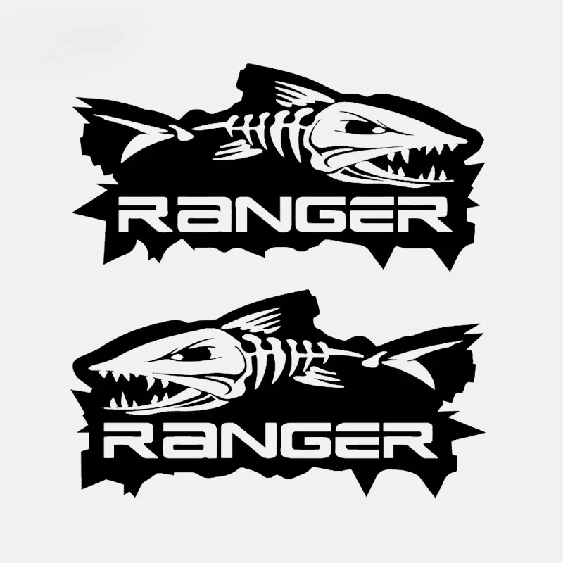 

YJZT RANGER Fish Ute пара большая рыбацкая лодка автомобильные наклейки виниловая наклейка черный/серебристый 50 см x 25 см