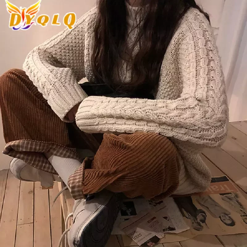 

DYQLQ Winter Brown Corduroy Pants Women Wide Leg Pants Korean Style Vintage Palazzo Pants for Women Straight Trousers Women