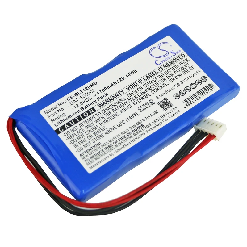 

CS 1700mAh / 20.40Wh battery for Biolight BLT-1203A, BLT-1203A Vital Signs Monitor BAT-120002