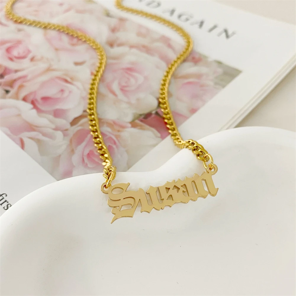 Ожерелье с именем на английском языке для мужчин и женщин готическое колье-чокер