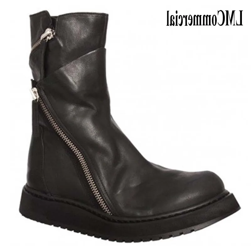 

cowhide mens Riding boots winter Genuine Leather cashmere zipper breathable chelsea boots steel toe shoes snow boots male
