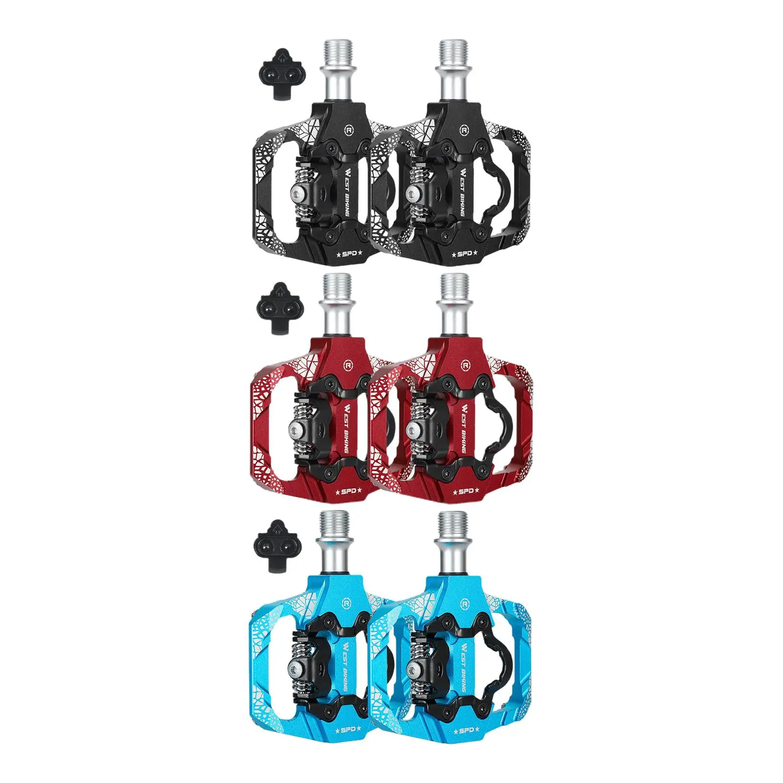 

MTB Bike Pedals, 3 Sealed Bearings Dual Function Flat Aluminum Alloy 9/16′′ Double Sided for SPD Road Cycling Riding