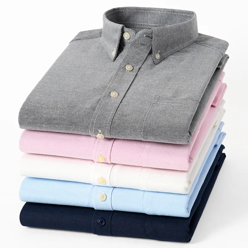 Spring and Autumn Youth Oxford Spinning Long Sleeve Shirt Loose, Comfortable and Casual Men's Art Breathable Shirt