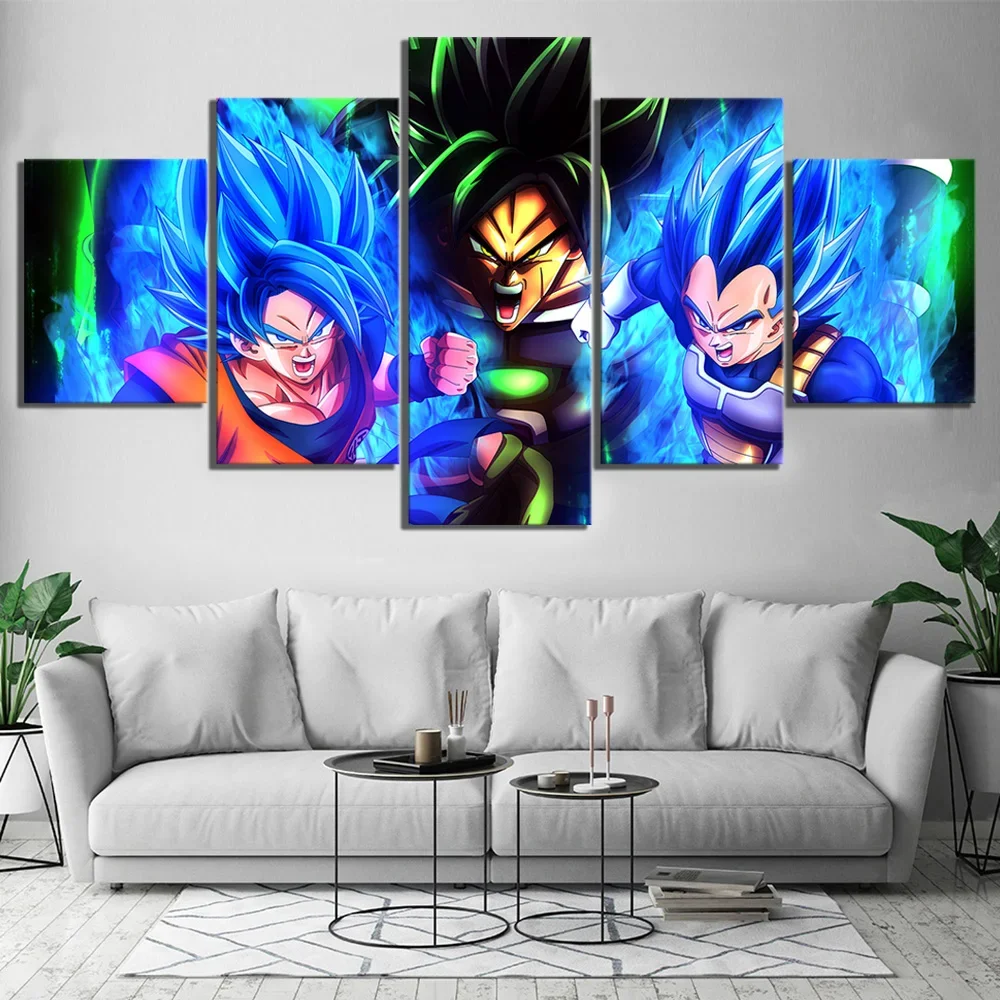 

5 Piece Dragon Ball Super Broly New Animation Art Movie Poster Cartoon Canvas Art Wall Paintings for Home Decor