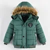 Autumn Winter Keep Warm Hooded Boys Jacket Fashion Fur Collar Heavy Cotton Outerwear For Kids 2-6Years Children Windbreaker Coat 5